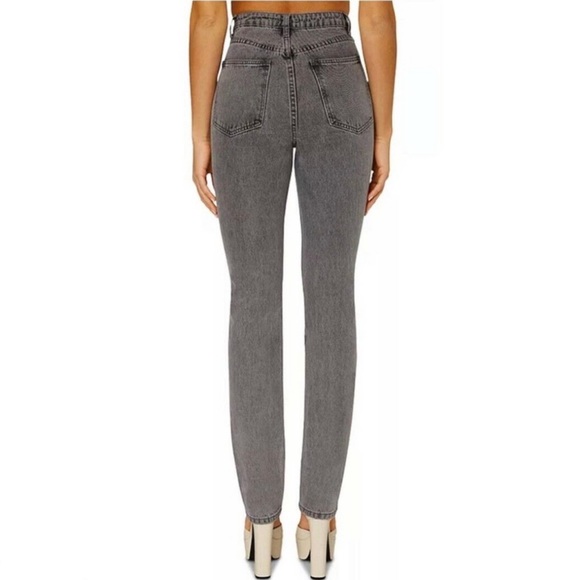 NEW WEWOREWHAT GRAY HIGH-WAISTED STRAIGHT LEG JEANS - Picture 6 of 7
